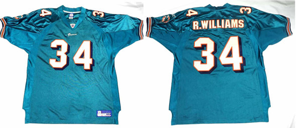 Men's Miami Dolphins Customized Aqua Stitched Football Jersey